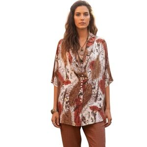Shiatzy Chen Chiffon Floral‎ tunic Blouse